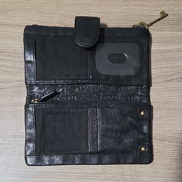 Fossil Black Leather Wallet with Gold Accents - Picture 3 of 7